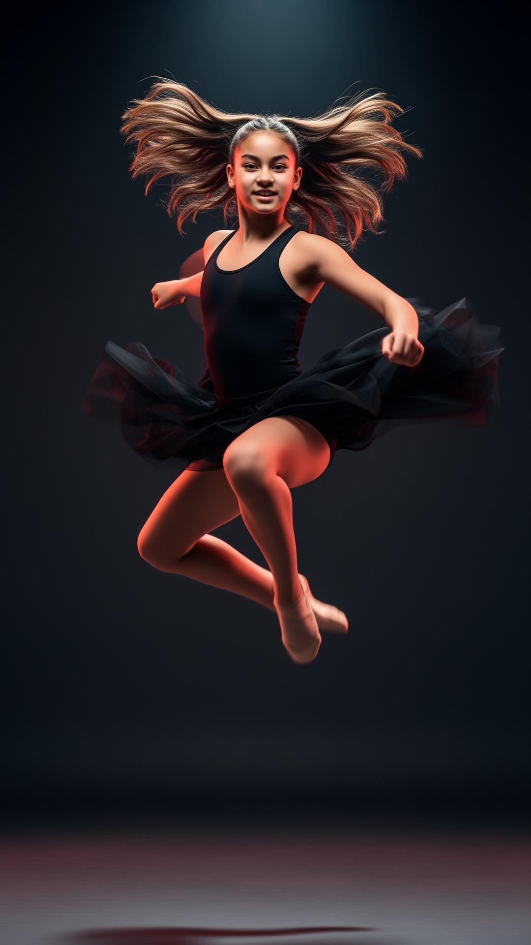 FYRE competition dancer leaping under arena lights